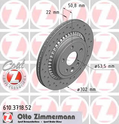 Otto Zimmermann 610.3718.52 Hintere belüftete Bremsscheibe 610371852: Kaufen Sie zu einem guten Preis in Polen bei 2407.PL!