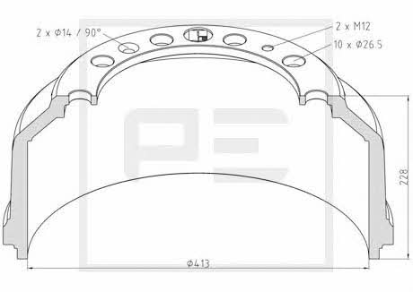 PE Automotive 146.021-00A Brake drum 14602100A: Buy near me at 2407.PL in Poland at an Affordable price!