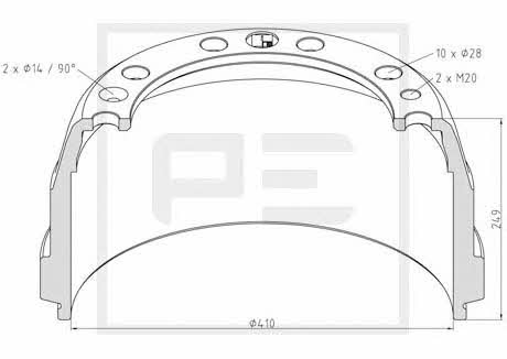 PE Automotive 146.072-00A Brake drum 14607200A: Buy near me in Poland at 2407.PL - Good price!