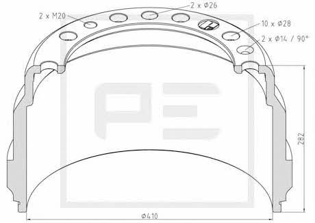 PE Automotive 146.086-00A Brake drum 14608600A: Buy near me in Poland at 2407.PL - Good price!