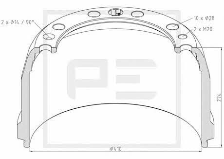 PE Automotive 146.088-00A Brake drum 14608800A: Buy near me in Poland at 2407.PL - Good price!
