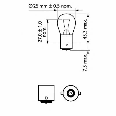 Philips 12445CP Лампа накаливания Stop P25 12V 18W 12445CP: Отличная цена - Купить в Польше на 2407.PL!