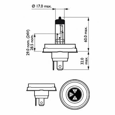 Halogenlampe 12V R2 45/40W Philips 12475C1