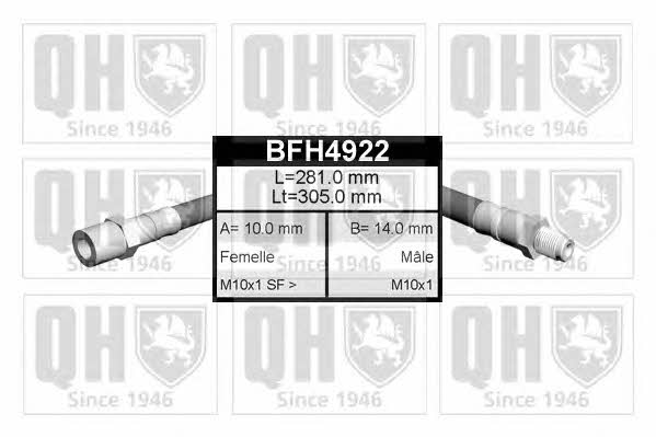 Quinton Hazell BFH4922 Bremsschlauch BFH4922: Kaufen Sie zu einem guten Preis in Polen bei 2407.PL!