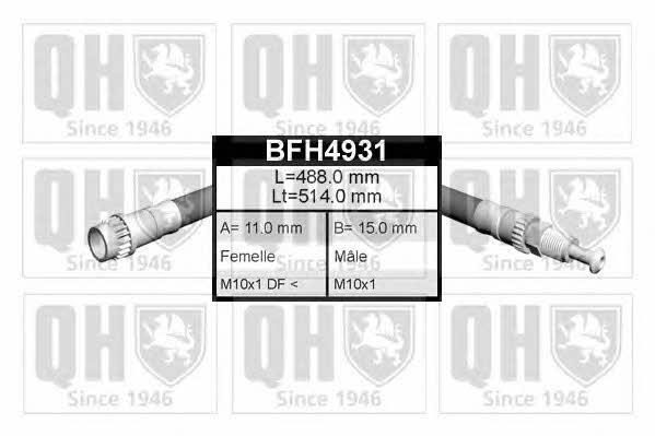 Quinton Hazell BFH4931 Przewód hamulcowy elastyczny BFH4931: Dobra cena w Polsce na 2407.PL - Kup Teraz!