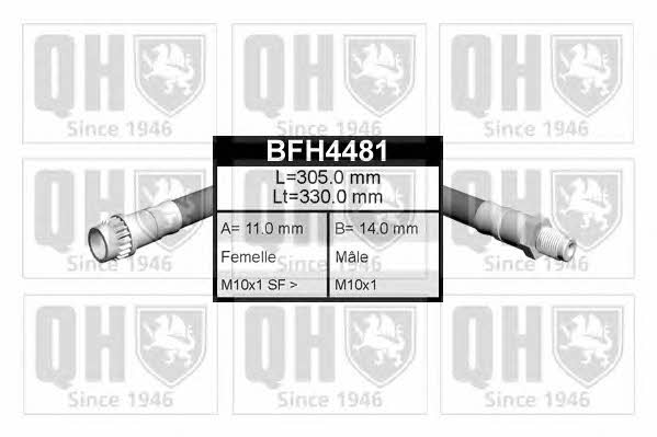 Quinton Hazell BFH4481 Гальмівний шланг BFH4481: Приваблива ціна - Купити у Польщі на 2407.PL!