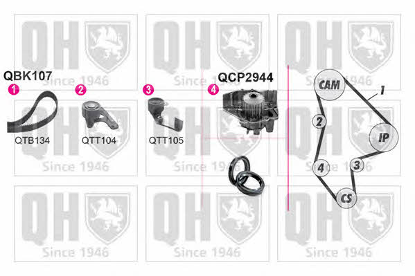  QBPK1071 Steuerungseinrichtungsriemen, Satz mit Wasserpumpe QBPK1071: Kaufen Sie zu einem guten Preis in Polen bei 2407.PL!
