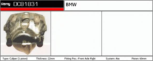 Remy DC81831 Zacisk hamulcowy przedni prawy DC81831: Dobra cena w Polsce na 2407.PL - Kup Teraz!