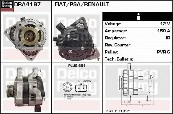 Remy DRA4197 Alternator DRA4197: Buy near me in Poland at 2407.PL - Good price!