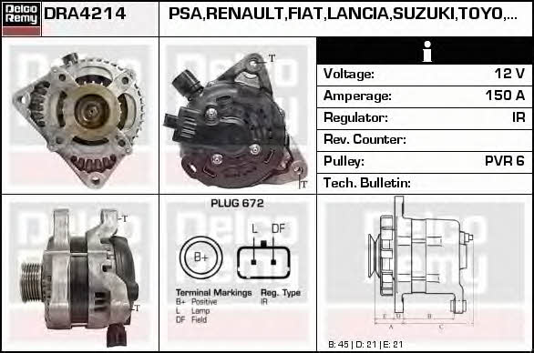 Remy DRA4214 Generator DRA4214: Kaufen Sie zu einem guten Preis in Polen bei 2407.PL!