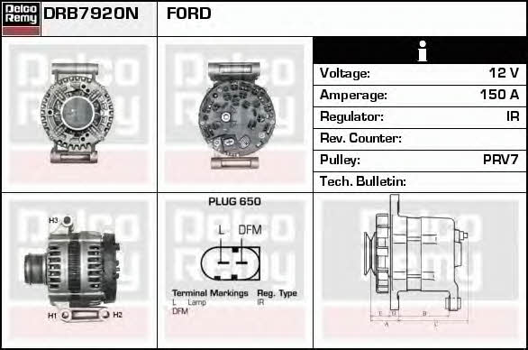 Remy DRB7920N Alternator DRB7920N: Buy near me in Poland at 2407.PL - Good price!