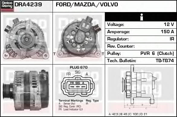 Remy DRA4239 Alternator DRA4239: Buy near me at 2407.PL in Poland at an Affordable price!
