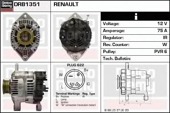 Remy DRB1351 Alternator DRB1351: Buy near me in Poland at 2407.PL - Good price!