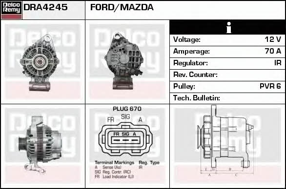 Remy DRA4245 Alternator DRA4245: Buy near me at 2407.PL in Poland at an Affordable price!