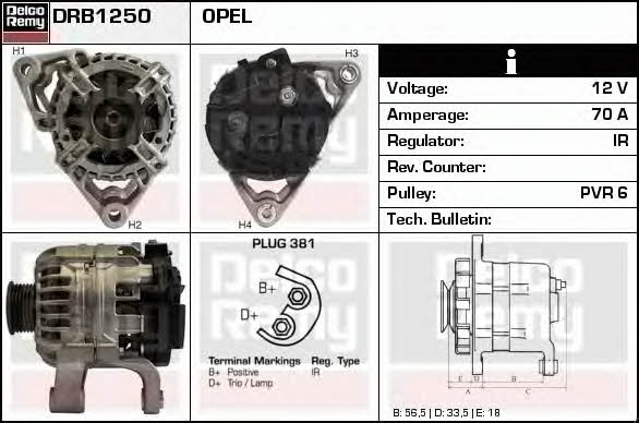 Remy DRB1250 Alternator DRB1250: Buy near me in Poland at 2407.PL - Good price!