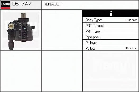 Remy DSP747 Hydraulic Pump, steering system DSP747: Buy near me in Poland at 2407.PL - Good price!