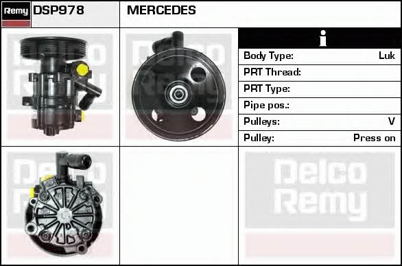 Remy DSP978 Hydraulic Pump, steering system DSP978: Buy near me in Poland at 2407.PL - Good price!