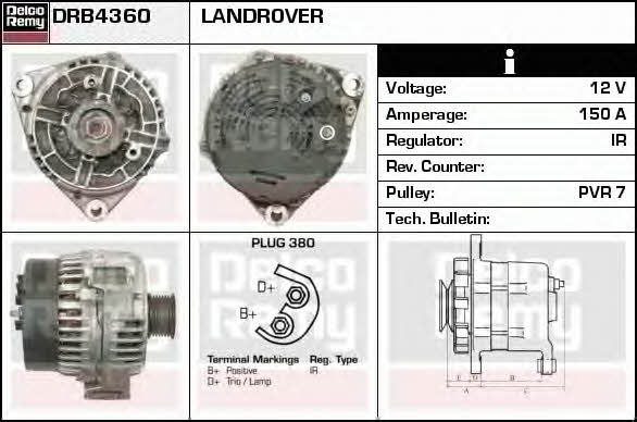 Remy DRB4360 Alternator DRB4360: Dobra cena w Polsce na 2407.PL - Kup Teraz!