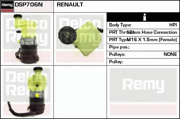 Remy DSP706N Hydraulic Pump, steering system DSP706N: Buy near me in Poland at 2407.PL - Good price!