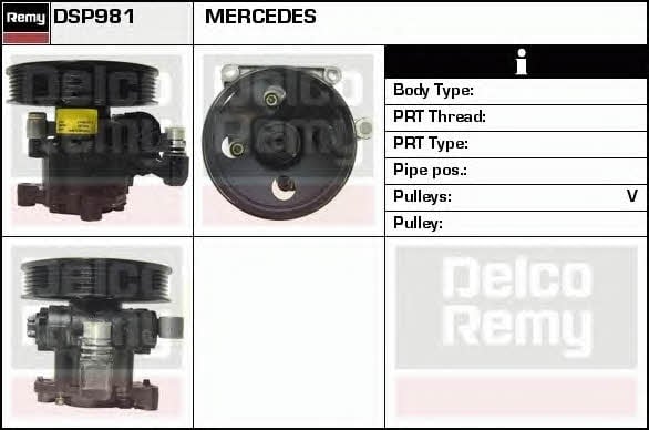 Remy DSP981 Hydraulic Pump, steering system DSP981: Buy near me in Poland at 2407.PL - Good price!