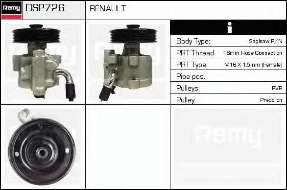 Remy DSP726 Hydraulic Pump, steering system DSP726: Buy near me in Poland at 2407.PL - Good price!