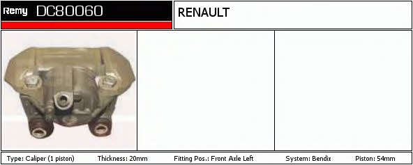 Remy DC80060 Brake caliper front left DC80060: Buy near me in Poland at 2407.PL - Good price!