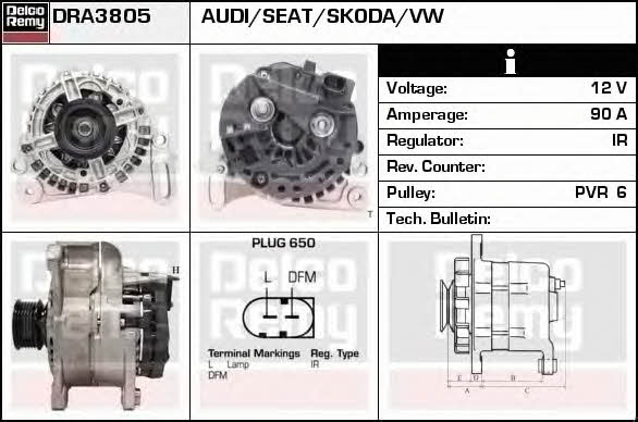 Remy DRA3805 Генератор DRA3805: Отличная цена - Купить в Польше на 2407.PL!