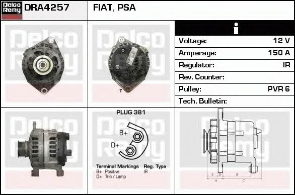 Remy DRA4257 Alternator DRA4257: Buy near me in Poland at 2407.PL - Good price!