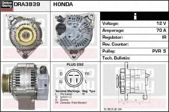 Remy DRA3839 Alternator DRA3839: Buy near me at 2407.PL in Poland at an Affordable price!