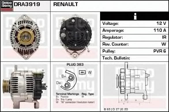 Remy DRA3919 Alternator DRA3919: Buy near me in Poland at 2407.PL - Good price!
