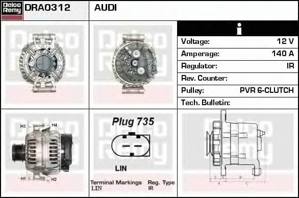 Remy DRA0312 Alternator DRA0312: Buy near me at 2407.PL in Poland at an Affordable price!