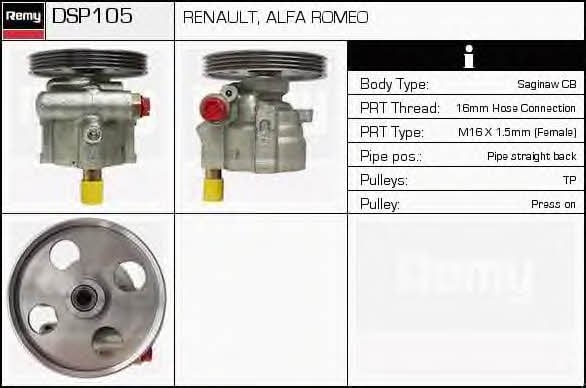 Remy DSP105 Hydraulic Pump, steering system DSP105: Buy near me in Poland at 2407.PL - Good price!