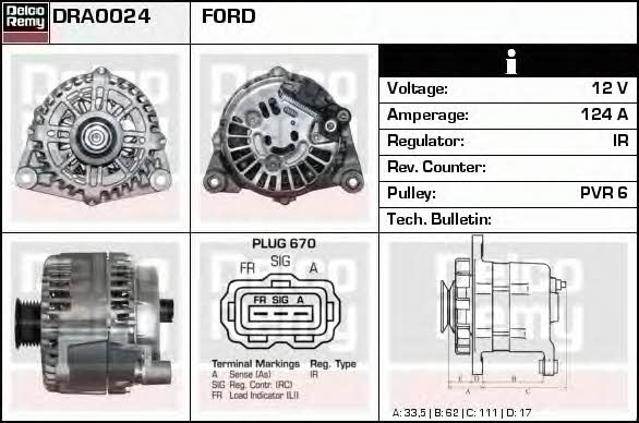 Remy DRA0024 Alternator DRA0024: Buy near me in Poland at 2407.PL - Good price!