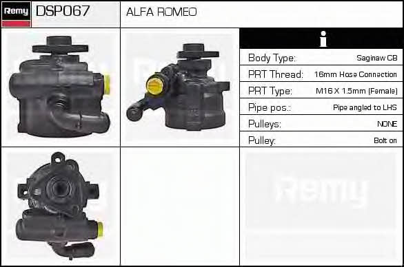 Remy DSP067 Hydraulic Pump, steering system DSP067: Buy near me at 2407.PL in Poland at an Affordable price!