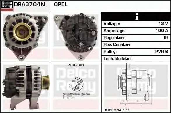 Remy DRA3704N Alternator DRA3704N: Dobra cena w Polsce na 2407.PL - Kup Teraz!