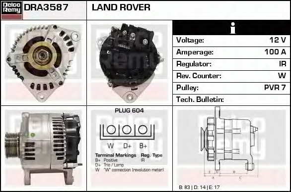 Remy DRA3587 Alternator DRA3587: Buy near me in Poland at 2407.PL - Good price!