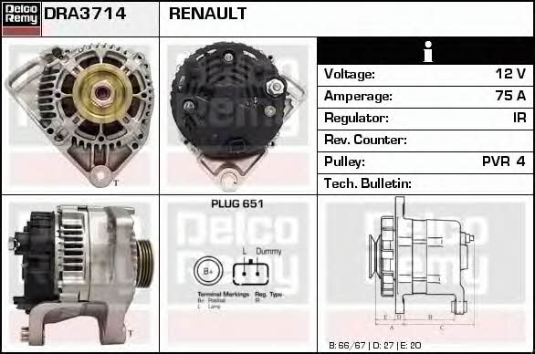 Remy DRA3714 Alternator DRA3714: Buy near me in Poland at 2407.PL - Good price!