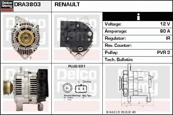 Remy DRA3803 Generator DRA3803: Kaufen Sie zu einem guten Preis in Polen bei 2407.PL!