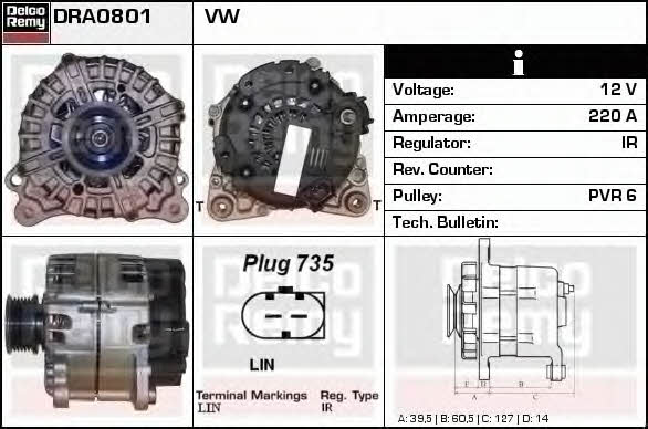 Remy DRA0801 Alternator DRA0801: Dobra cena w Polsce na 2407.PL - Kup Teraz!