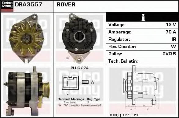 Remy DRA3557 Alternator DRA3557: Dobra cena w Polsce na 2407.PL - Kup Teraz!