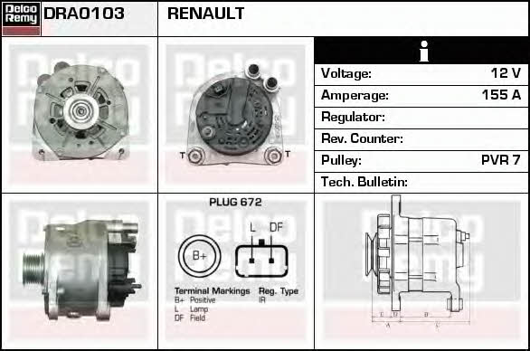 Remy DRA0103 Generator DRA0103: Kaufen Sie zu einem guten Preis in Polen bei 2407.PL!