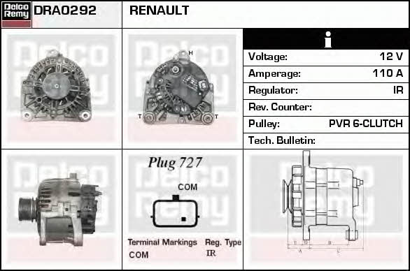 Remy DRA0292 Alternator DRA0292: Buy near me in Poland at 2407.PL - Good price!