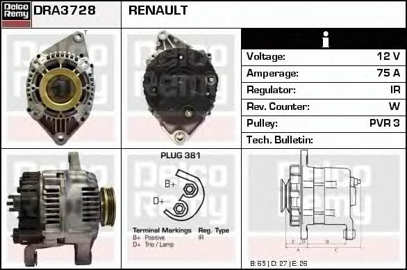 Remy DRA3728 Alternator DRA3728: Buy near me in Poland at 2407.PL - Good price!