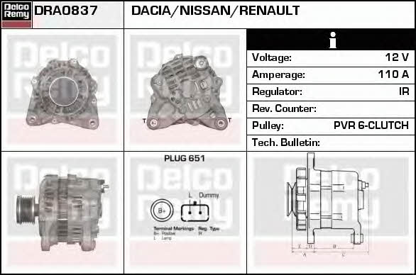 Remy DRA0837 Generator DRA0837: Kaufen Sie zu einem guten Preis in Polen bei 2407.PL!