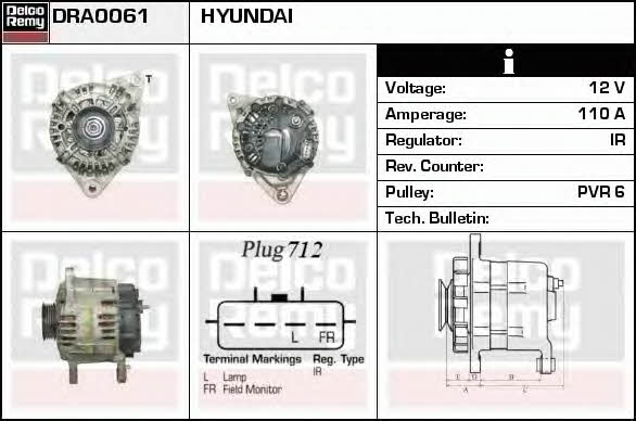 Remy DRA0061 Alternator DRA0061: Buy near me in Poland at 2407.PL - Good price!