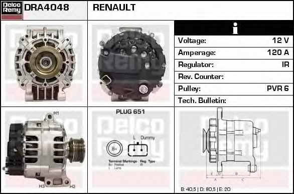 Remy DRA4048 Alternator DRA4048: Buy near me in Poland at 2407.PL - Good price!