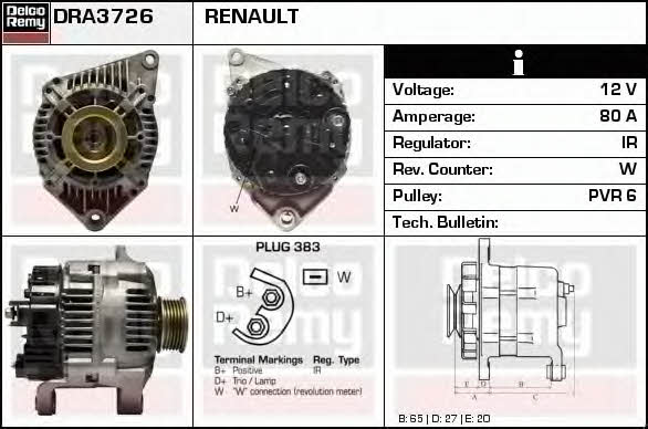 Remy DRA3726 Alternator DRA3726: Dobra cena w Polsce na 2407.PL - Kup Teraz!