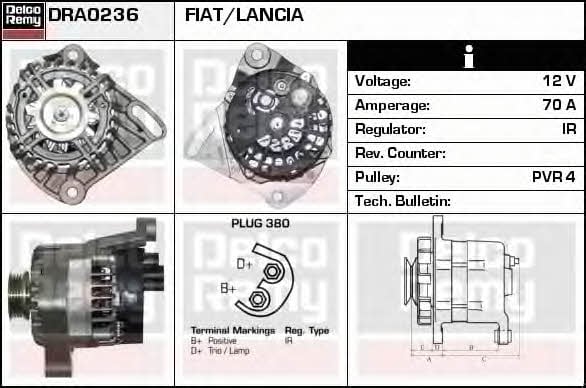Remy DRA0236 Генератор DRA0236: Отличная цена - Купить в Польше на 2407.PL!