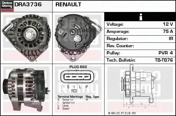 Remy DRA3736 Alternator DRA3736: Buy near me at 2407.PL in Poland at an Affordable price!