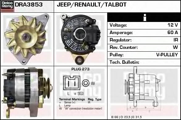 Remy DRA3853 Генератор DRA3853: Отличная цена - Купить в Польше на 2407.PL!